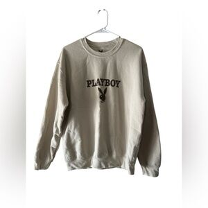 Playboy tan long sleeve pull over sweatshirt